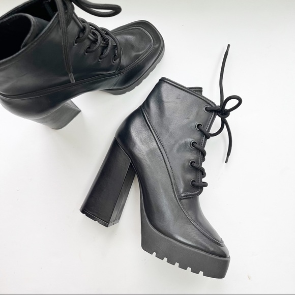 SCHUTZ Taliani Black Leather Lace Up Platform Boots 8 - Picture 7 of 10